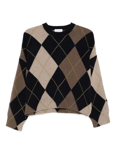 Beyou Argyle-pattern Crew-neck Jumper In Multi