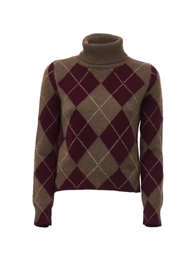 Beyou Argyle-knit Cashmere Sweater In Brown