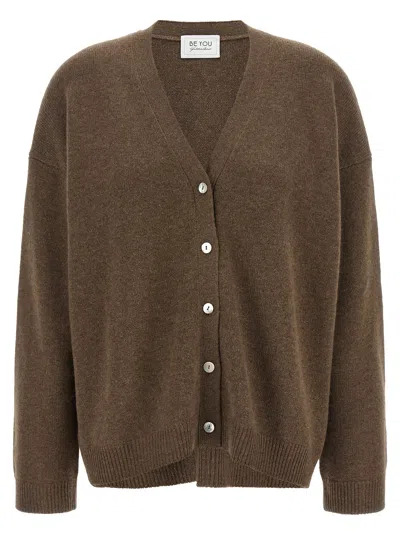 Beyou Be You Cashmere Cardigan In Brown