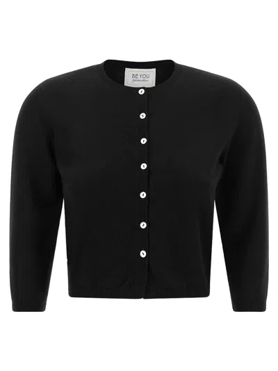 Beyou Be You Crew-neck Cardigan In Black