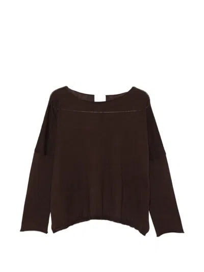 Beyou Boat Neck Long Sleeves In Brown