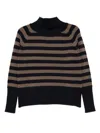 Beyou High-neck Striped Sweater In Brown