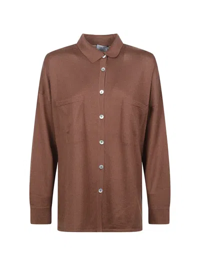 Beyou Button-up Pocket-details Shirt In Brown