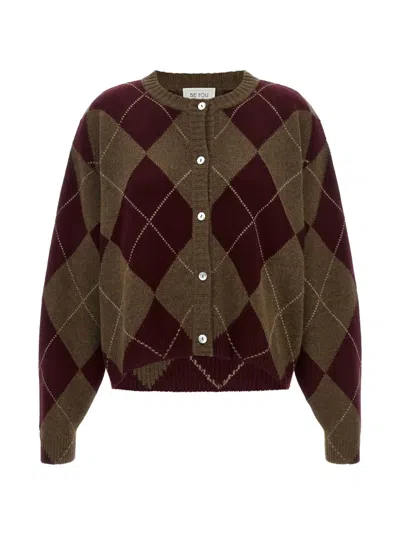 Beyou Argyle-knit Cashmere Cardigan In Braun