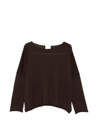 Beyou Cashmere And Cotton Blend Jumper In Brown