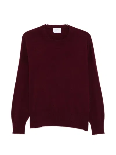 Beyou Cashmere Crewneck Sweater In Burgundy