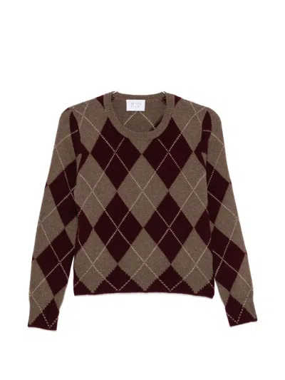 Beyou Argyle-knit Virgin Wool Sweater In Brown