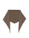 Beyou Fine-knit Triangular Scarf In Brown