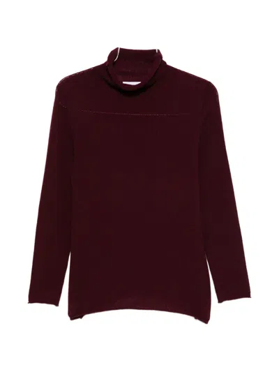 Beyou Cashmere Turtle-neck Sweater In Burgundy