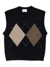 Beyou Diamond-pattern Sleeveless Sweater In Blue
