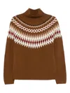 Beyou Fair-isle-pullover Mit Stehkragen In Brown