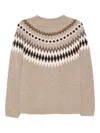Beyou Fairisle-pattern Round-neck Sweater In Neutral
