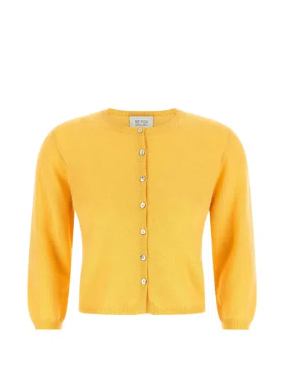Beyou Fine-knit Cardigan In Yellow