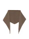 Beyou Fine-knit Triangular Scarf In Brown
