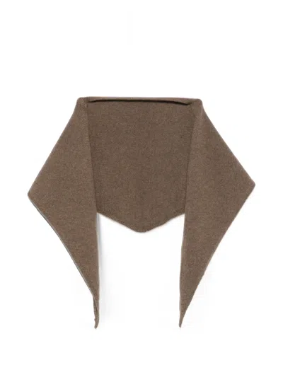 Beyou Fine-knit Triangular Scarf In Brown
