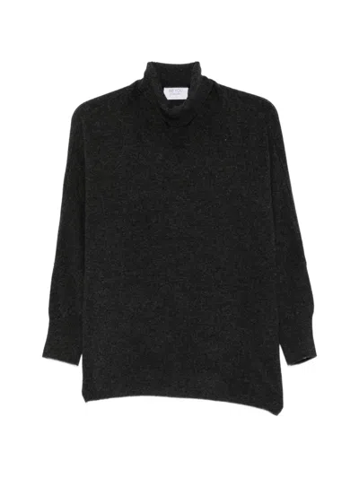 Beyou High-neck Batwing-sleeve Sweater In Gray