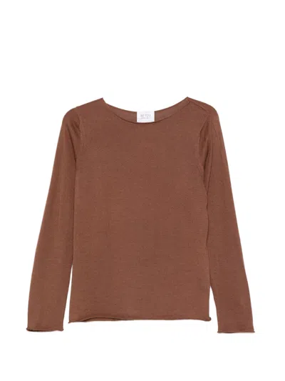 Beyou Knit Round Neck Sweater In Brown