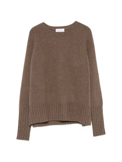 Beyou Long-sleeve Ribbed-trim Sweater In Multi