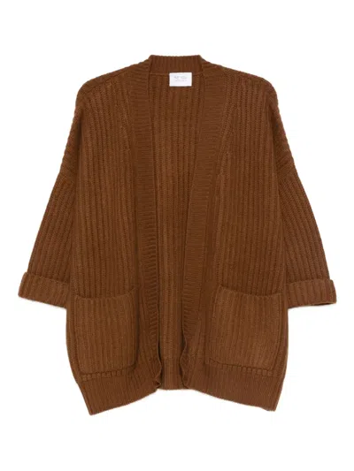 Beyou Open-front Cardigan In Brown