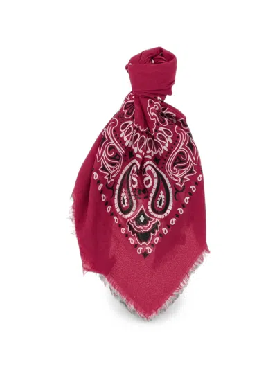 Beyou Paisley-print Frayed Scarf In Pink