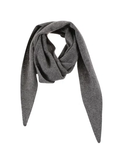 Beyou Pointed-edge Fine-knit Scarf In Gray
