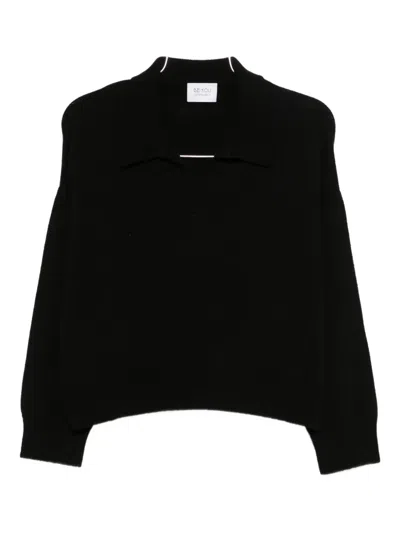 Beyou Kaschmirpullover Mit Poloshirtkragen In Black