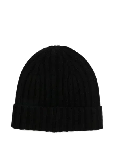 Beyou Ribbed-knit Beanie Hat In Black