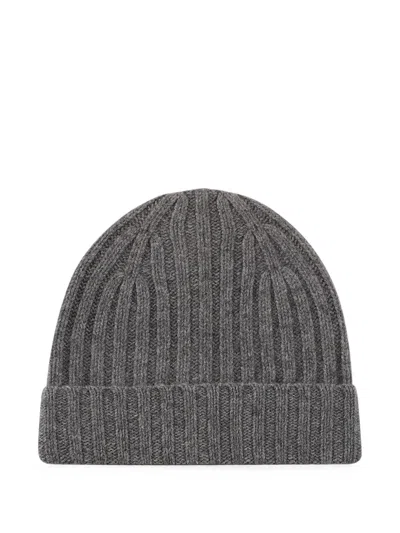 Beyou Ribbed-knit Beanie Hat In Gray
