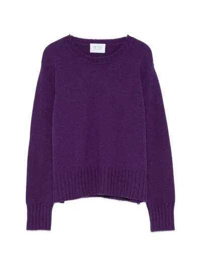 Beyou Ribbed-knit Crew-neck Sweater In Purple
