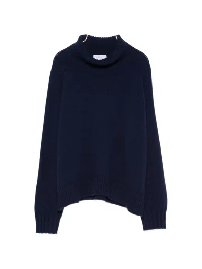 Beyou Ribbed-knit Roll-neck Sweater In Blue