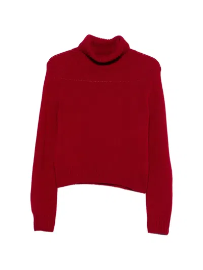 Beyou Ribbed-knit Roll-neck Sweater In Red