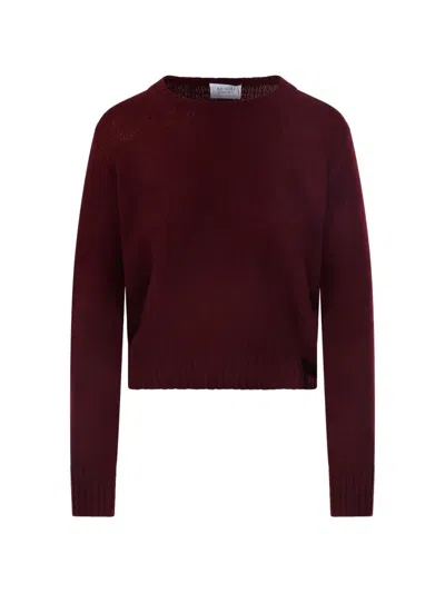 Beyou Ribbed-knit Round-neck Sweater In Red