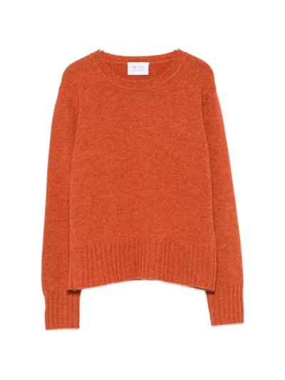 Beyou Ribbed-trim Crew Neck Sweater In Orange