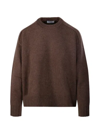 Beyou Ribbed-trim Crew-neck Sweater In Braun