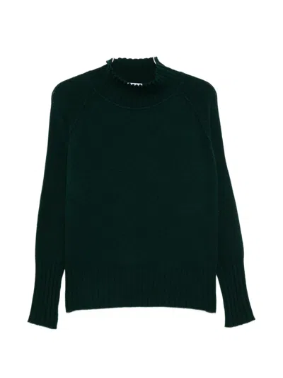 Beyou Ribbed-trim Raglan-sleeve Sweater In Green
