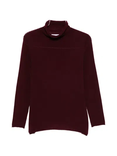 Beyou Cashmere Turtle-neck Sweater In Burgundy