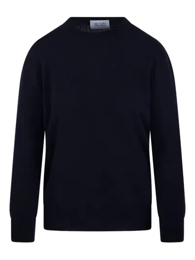 Beyou Round-neck Cashmere Sweater In Blue