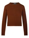 Beyou Round-neck Ribbed Jumper In Brown