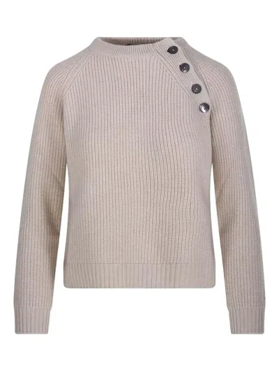 Beyou Shoulder-button Sweater In Brown