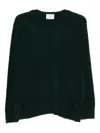 Beyou Side-split Round-neck Sweater In Green