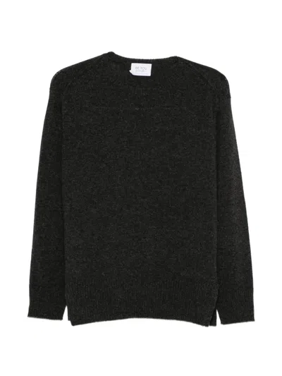 Beyou Side-slit Crew-neck Sweater In Gray