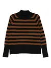 Beyou Striped Cashmere Sweater In Brown