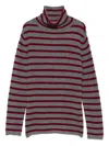 Beyou Striped Turtleneck Sweater In Gray
