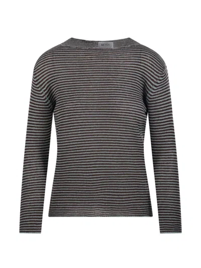 Beyou Striped-pattern Sweater In Brown