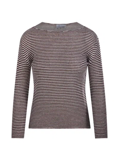 Beyou Striped-pattern Sweater In Brown