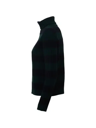 Beyou Striped Roll-neck Sweater In Green