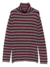 Beyou Striped Turtleneck Sweater In Gray