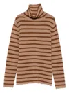 Beyou Be You Striped Cashmere Sweater In Brown