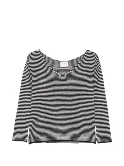 Beyou Striped V-neck Sweater In Multi