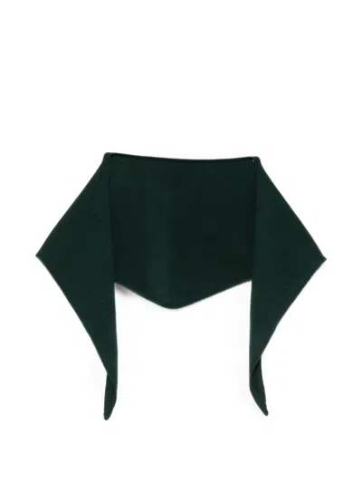 Beyou Triangular Knitted Scarf In Green